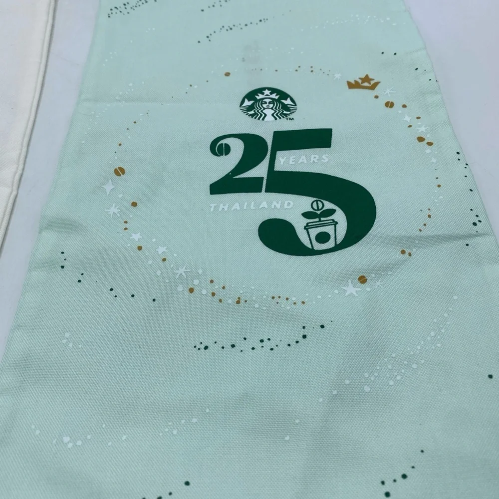 Starbucks Dust Bags 25 Years Thailand Mint Green & White Bag Canvas
